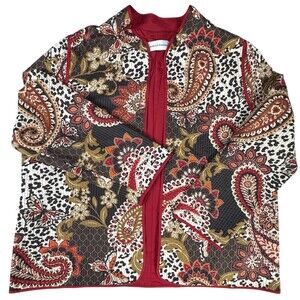 Alfred Dunner Jacket Womens Size 18 Quilted Paisley Floral Open Front
